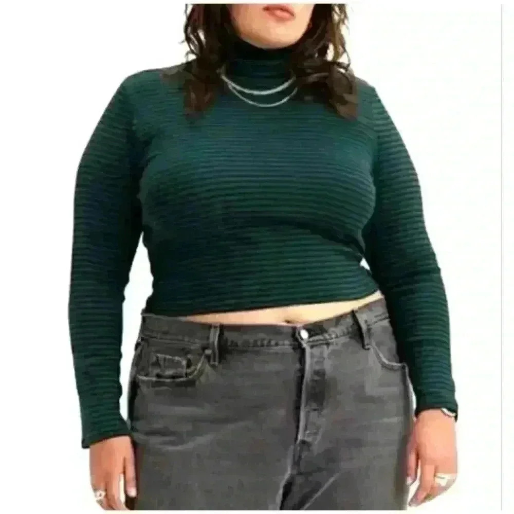 Levis Womens Striped Everyday Turtleneck, 1X‎